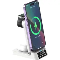 Lobwerk 4in1 induktive Ladestation Wireless Charger Ladegerät Digitaluhr Docking