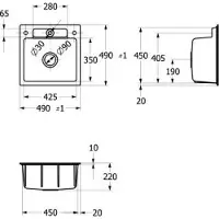 Villeroy & Boch Keramikspüle 33452FFU, Siluet 50 S flat Flächenbündige Spüle - inkl.