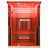 Dewello Infrarotkabine Infrarotsauna KENORA 130x105 für 1-2 Personen aus Hemlockholz, Dual Therm, mit Salzsteinoptik
