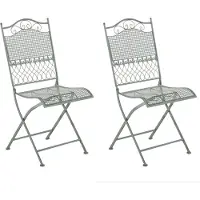 DELUKE 2er Set Gartenstühle DALLAS - Metall Antik-grün 41x50x91 cm | Gartenstuhl Klappbar Klappstühle Metall Terrassenstuhl Antik Verzierung Stühle Garten