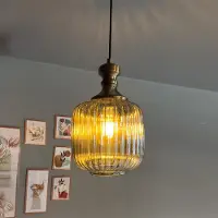 Bamyum Glas Honig Farbe Single Kronleuchter Knopf Mallet Kopf Retro Pendelleuchte