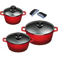 King Topf-Set Set, je 1x Kochtopf mit Deckel Ø 16/20/24 cm, 6 Stk. tlg. Aluminiumguss