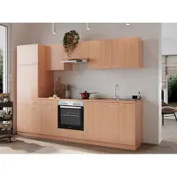 Respekta Küche Küchenzeile Küchenblock Einbauküche Buche Gerda 270 cm