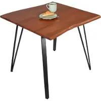 Sam Esstisch Baumkante 80 x 80 cm Akazie massiv nussbaumfarben Metallgestell Schwarz CELIA