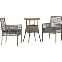 vidaXL Möbel 3-teiliges Garten-Esszimmer-Set Grau Poly Rattan - Gartenstühle 3334953