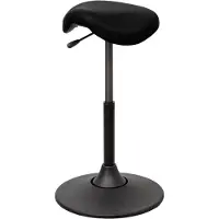 Stier Multibeweglicher Hocker, ergonomisch geformter Sattelsitz, schwarzes Kunstleder, höhenverstellbar 51-70 cm