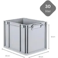 Proregal 10x Eurobox NextGen Grip mit Scharnierdeckel & grünen Verschlüssen | HxBxT 32x30x40cm | 30 Liter | Griffe geschlossen | Glatter Boden