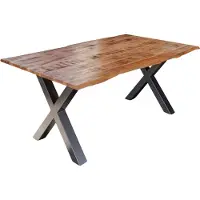 Sam Esstisch Baumkante Massiv Mango naturfarben 120 x 80 silber X-Gestell DORA