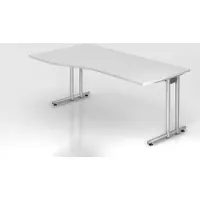 Proregal - Büromöbel mit top Leistungsdaten Schreibtisch Mauno | Weiß | BxT 180x100/80cm | Arbeitshöhe 72cm | höhenjustierbar 0-10 mm | C-Fuß-Gestell Silber | Rechteckform