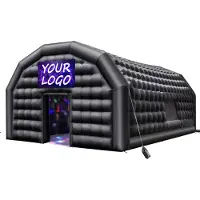 Vevor Aufblasbares Partyzelt 9x6x4 m, Würfelzelt für Disco Nachtclub, Pavillon Hochzeitszelt mit 1100 W Gebläse, Sandsack, 2 Fenster für Veranstaltungen, Geburtstag, Hochzeit, Schwarz