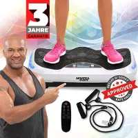 Miweba 4D Vibrationsplatte MV300 | Vibrotrainer - Fitnessgerät - Vibration - Fitness Training - Zubehör - 16 Stufen - Fernbedienung - Lautsprecher (Weiß)