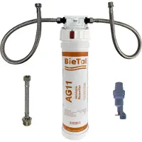 BieTal Untertisch Wasserfiltersystem Aktivkohle Anschlußfertig SET & AquaStop