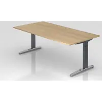 Proregal - Büromöbel mit top Leistungsdaten Schreibtisch Mika | Eiche | Graues Gestell poliert | BxT 200x100cm | Arbeitshöhe 65-85cm | höhenjustierbar, 1cm Raster | C-Fuß-Gestell | Rechteckform