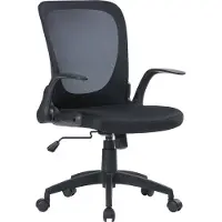 Dmora Bürostuhl Dnuciar, Chefsessel aus Mesh mit Armlehnen, Ergonomischer Sitz mit klappbaren Armlehnen, 60x59h86/96 cm, Schwarz