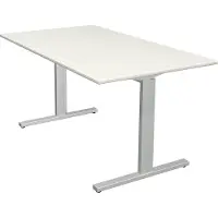 Theo Kerkmann Büromöbelfabrik GmbH & Co. KG Kerkmann Schreibtisch Form 2 140x80x70-82 cm T-Fuß Alusilber weiss