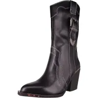 Buffalo Damen Elegante Stiefel West Bootie Buckle 1221052 Schwarz