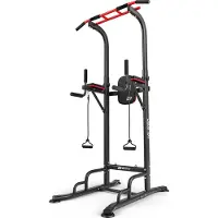 Hop-Sport HOP SPORT Power Tower mit Klimmzugstange, Dip-Station & Expander - Höhenverstellbare Kraftstation für Zuhause & Calisthenics, 150 kg belastbar