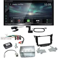 Kenwood DNX-5190DABS Navi Carplay Bluetooth MP3 Einbauset für Hyundai i30 GD GDH