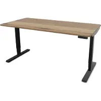 Assmann Elektrisch höhenverstellbarer Schreibtisch Y-Line Curved Eiche Tabak Schwarz, 180x80cm, Memoryfunktion, 2-fach-Motorik