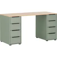 MÖBELPARTNER Schreibtisch Kangaroo | HxBxT 73x140x55,5cm | 8 Schubladen | Pistazie / Eiche
