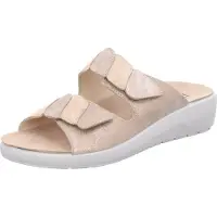 Rohde Damen Pantolette aus Leder mit Strass und losen Einlagen Rivella 5720, Größe:38 EU, Farbe:Beige