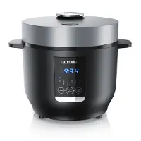 Arendo Reiskocher Digital, 350 Watt, 2L, 5 Kochprogramme, Timer, Warmhaltefunktion, BPA-frei, inkl. Messbecher & Reislöffel, Schwarz/Silber