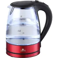 Lentz Wasserkocher Glas 74128 2200W 1,7 Liter mit LED Beleuchtung Drahtlose Steuerung ,rot
