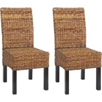 Chefgastro 2er-Set Esszimmerstuhl Korbstuhl Stuhl Malibu Bananengeflecht | HxBxT 96x46x41cm | Sitzhöhe 46cm | dunkel | ohne Kissen