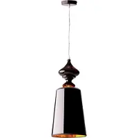 Licht-Erlebnisse Pendelleuchte Schwarz Gold glänzend E27 Ø 19 cm Stoff Hängelampe Wohnzimmer Esstisch