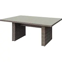 DELUKE Gartentisch MIAMI - Glastisch, Kunststoff, Nelkenbraun, 200x100x75cm | Terrassentisch Wetterfest Outdoor Tisch