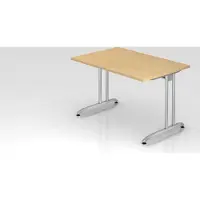Proregal - Büromöbel mit top Leistungsdaten Schreibtisch Markku | Ahorn | BxT 120x80cm | Arbeitshöhe 72cm | höhenjustierbar 0-10 mm | C-Fuß-Gestell Silber | Rechteckform