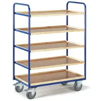 ROLLCART Etagenwagen 1500mm hoch 2 Wände offen mit 5 Kästen 775x475mm im Buchendekor