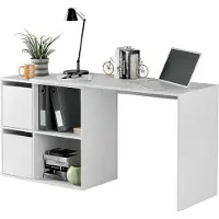 Dmora Schreibtisch - Weiß 49x152x74h cm