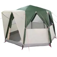 vidaXL Cabin Zelt 3-Personen mit Dach Grün und Weiß 320 x 320 x 203 cm