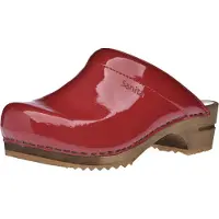 Sanita Wood-Classic Patent Open Clog Red Gr.36