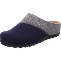 Rohde Damen Pantoffel Softfilz recycled Strass Lederdecksohle Soave-40 6051, Größe:37 EU, Farbe:Blau