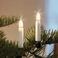 Hellum Lichterkette Weihnachtsbaum LED Filament, innen 20 teilig, Germany, Riffelkerzen, Schaft weiß 815016