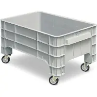 BRB-Lagertechnik Rollbehälter 150 Liter, LxBxH 1030 x 630 x 440/560 mm, grau