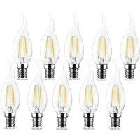 V-TAC 10x LED Leuchtmittel E14 Filament Flamme Kerzenform C35T 4W 400 Lumen Kaltweiß (6500 K)