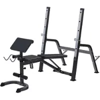 Gorilla Sports Hantelbank - Multifunktion, mit Ablage, Verstellbare Höhe und Neigungswinkel, Curlpult, bis 280kg Belastbar, Schwarz - Trainingsbank, Kraftstation, Bankdrücken, Schrägbank