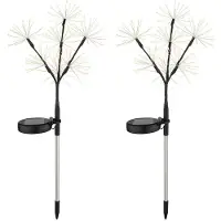 Globo Lighting 2er Set LED Solarleuchte, Feuerwerk-Optik, Erdspieß, H 96 cm