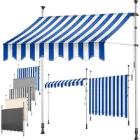 Kesser Klemmmarkise mit Handkurbel Balkon, Balkonmarkise ohne Bohren, UV-beständig höhenverstellbar wasserabweisend , Sonnenschutz, Terrassenüberdachung , einfache Montage