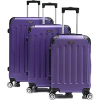 Cheffinger Reisekoffer Koffer 3 tlg Hartschale Trolley Set Kofferset Handgepäck Gepäck Reisetasche Lila