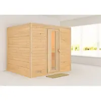 Karibu Sauna Innensauna Sonara Fronteinstieg ohne Zubehör 231x195x200 cm ohne Dachkranz mit Energiespartür
