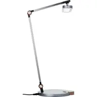 Brilliant silberne LED Tischlampe | Schreibtischleuchte mit wireless charging | 10W 1000 lm dimmbar CCT | Höhe 40 cm | Aluminium/Kunststoff