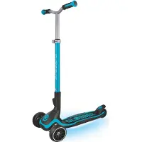 Globber ULTIMUM LIGHTS – Tretroller, 125/90 mm extra breit, ABEC 7, 3-rädrig, höhenverstellbar, LED-Leuchtmodul, blau