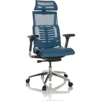 Hjh OFFICE High End Bürostuhl POFIT GEN2 Ergonomischer Schreibtischstuhl mit Armlehnen Netzstoff Blau Drehstuhl für Büro, Zuhause