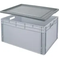 BRB-Lagertechnik BRB Eurobox LxBxH 800 x 600 x 420 mm, 172 Liter, mit Stülpdeckel, 2 Durchfassgriffe, Industriequalität, lebensmittelecht