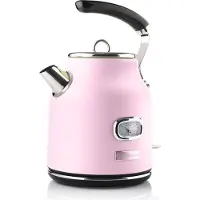 WESTINGHOUSE Retro Wasserkocher – 1,7 l – Elektrischer Wasserkocher – BPA-frei – Mit Kalkfilter – 2200 W – Rosa