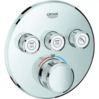 GROHE Grohtherm SmartControl Thermostat Fertigmontageset mit 3 Absperrventilen, runde Ausführung